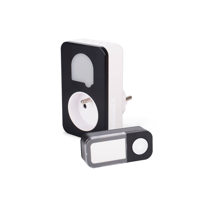 Timbre inalámbrico sin pilas reacondicionado con enchufe integrado - SONE+ Black