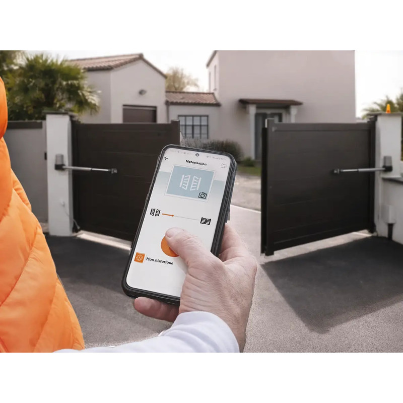 Motorización para cancela de 2 batientes y videoportero conectados - OpenGate 1 Connect Integral