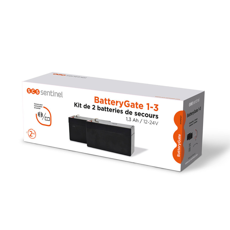 Kit 2 batteries de secours pour automatisme de portail - BatteryGate 1‑3