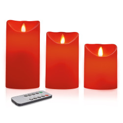 Lot de 3 bougies LED avec cire véritable