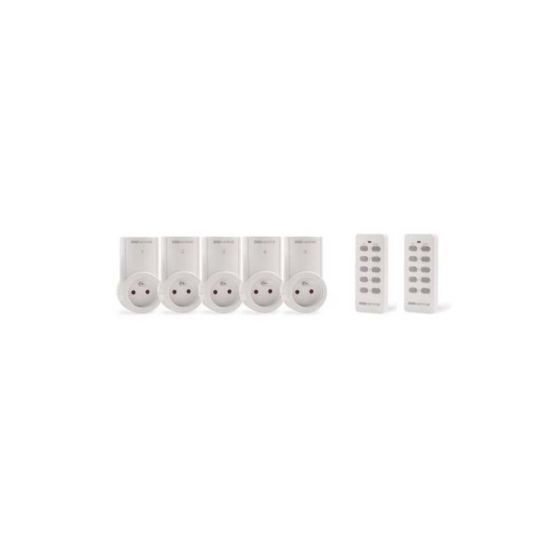5 prises télécommandées + 2 télécommandes