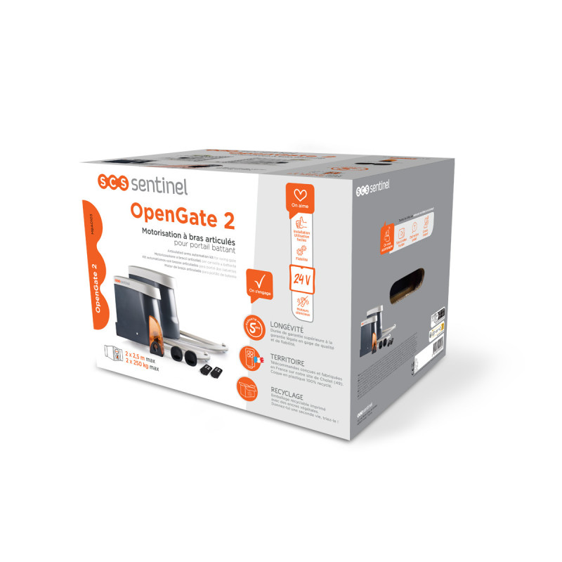 Kit motor para puerta batiente con 4 mandos a distancia - OpenGate 2 Family