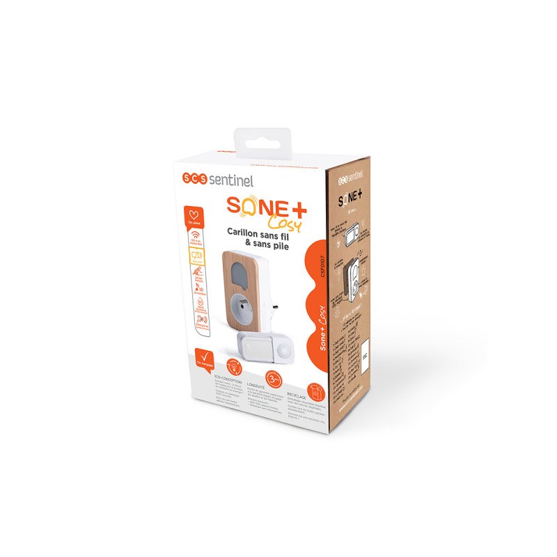 Reacondicionado - Timbre inalámbrico sin pilas con enchufe integrado SONE + Cosy