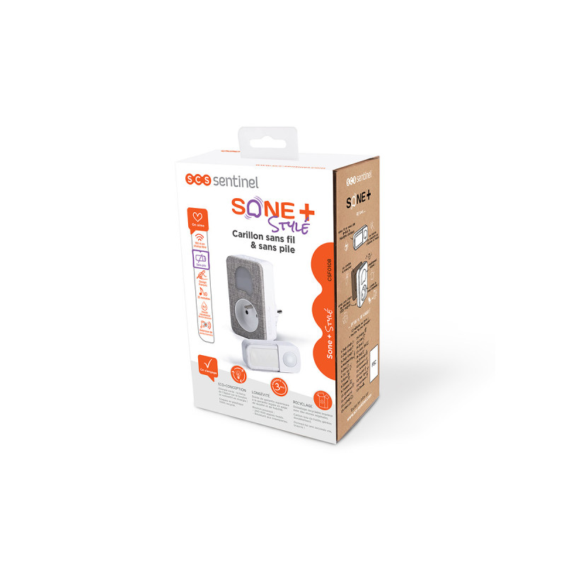 Timbre inalámbrico sin pilas reacondicionado con enchufe integrado - SONE + Stylé