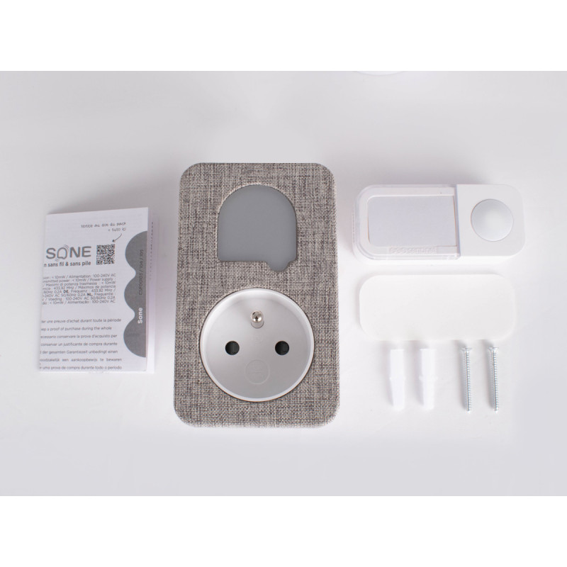 Timbre inalámbrico sin pilas reacondicionado con enchufe integrado - SONE + Stylé