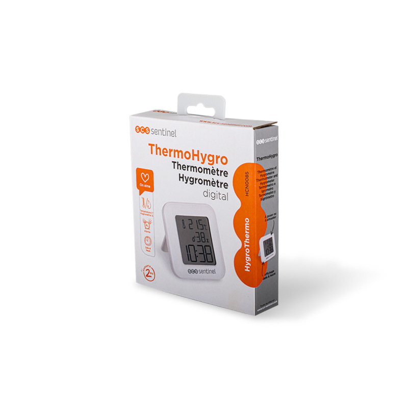 Termómetro higrómetro digital con hora - ThermoHygro