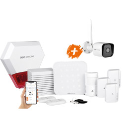 Kit alarme sans fil avec une caméra extérieure connectée