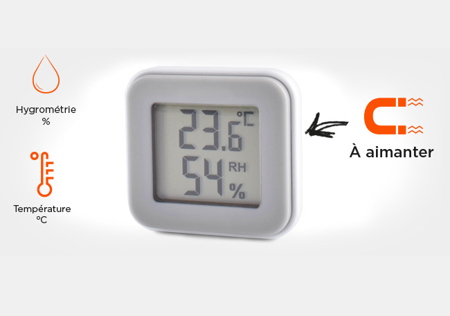 Le thermomètre hygromètre digital intérieur peut à la fois se poser, se suspendre ou bien s’aimanter