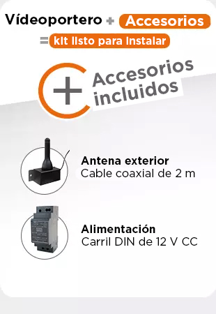 Accesorios profesionales incluidos con antena y fuente de alimentación para carril DIN