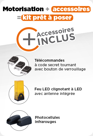 Accessoires professionnels inclus pour portail battant prêt à poser