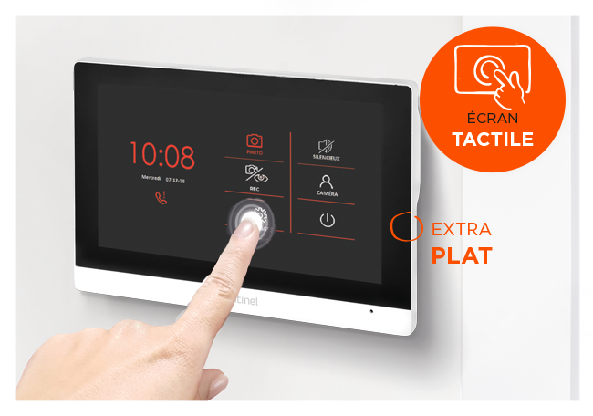 écran tactile  du visiophone 2 fils VisioDoor Wi-Fi dans kit OpenGate 3 Integral connecté